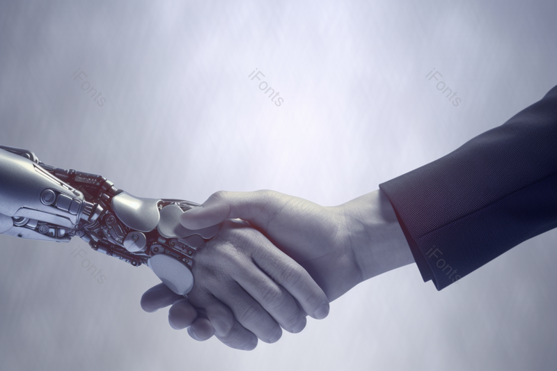 智能交互人与机械臂握手合作,高清,摄影图,摄影图片,图片大全,摄影图免费下载